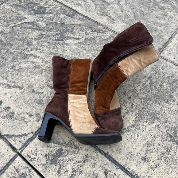 2000s Patchwork Heel Boots - Picture 1 of 2